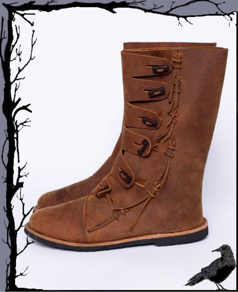 Mittelalter hohe Wikingerstiefel "Odin" aus Nubukleder Leonardo Carbone - Bild 3 von 3
