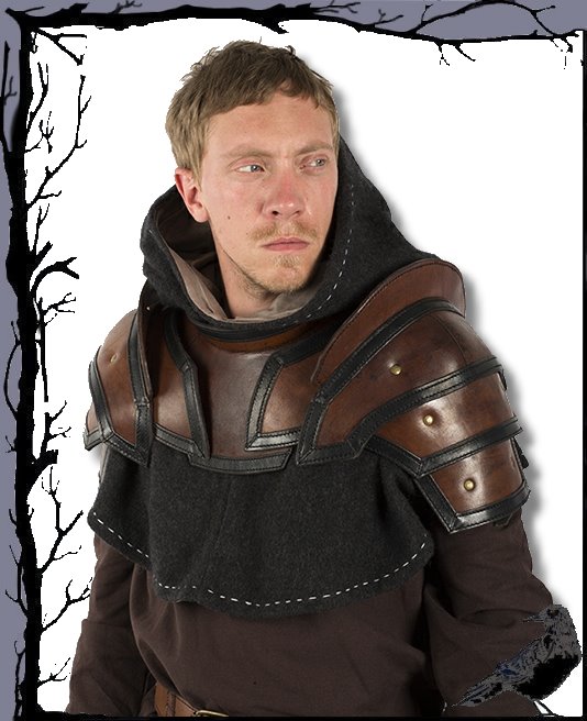 Larp Mittelalter Lederrüstung- Lederschultern mit Kragen  Epic Armoury - Bild 2 von 3