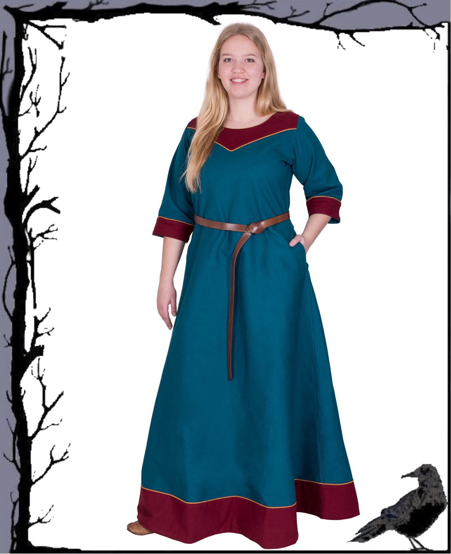 Mittelalter Larp Wikinger Kleid mit dreiviertel Arm aus Canvas - Gesine @  Sonde