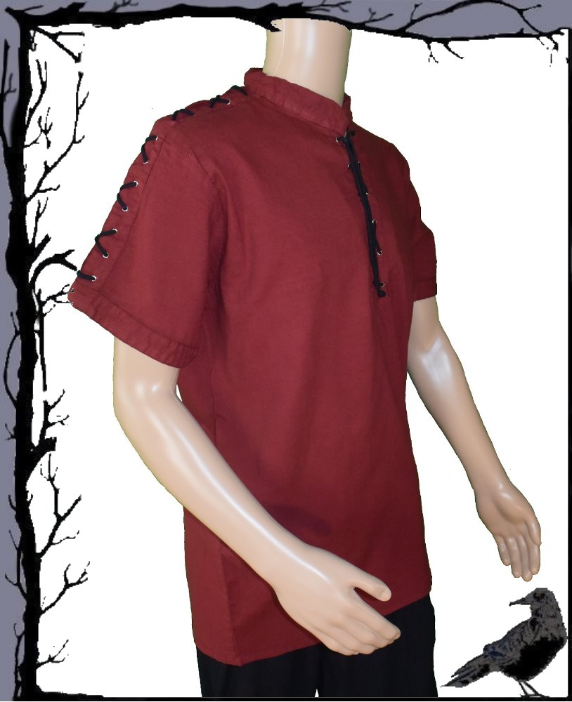 Mittelalter Kurzarm Sommer Markthemd mit geschnürten Ärmeln - Behar Inter Moden - Bild 6 von 6