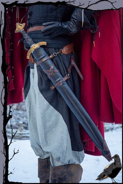 Larp Waffenhalter - Lederschwertscheide mit Gürtelriemen - 75cm oder 94cm  Epic