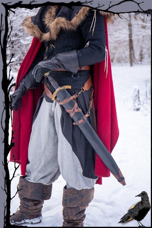 Larp Waffenhalter - Schwertscheide mit Gürtelriemen Kunstleder - 75cm oder 94cm