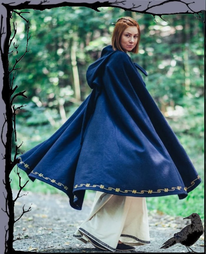 Capa de lana medieval Larp elfos - Asidis con bordado @ oferta especial Leonar - Imagen 2 de 2